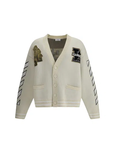 Off-white Lion Varsity Knit Cardigan In White
