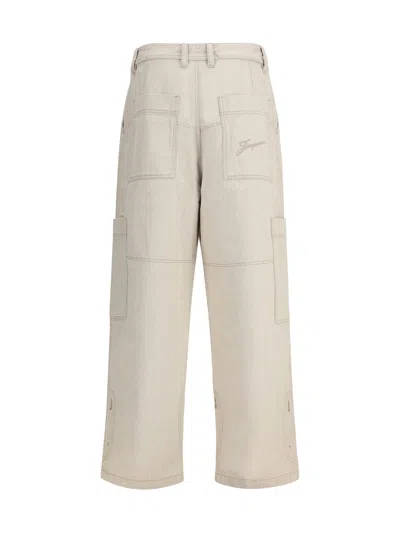Jacquemus Cargo Trousers With Pockets And Loops In Neutral