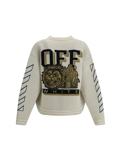Off-white Lion Varsity Knit Cardigan In White