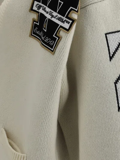 Off-white Lion Varsity Knit Cardigan In White