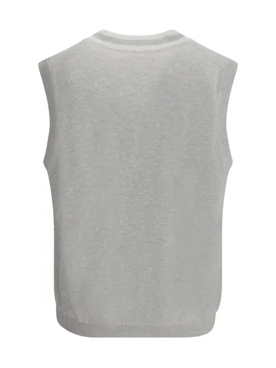 Brunello Cucinelli Men Logo Patch Vest In Gray