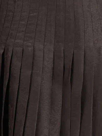 Burberry Women Sunflower Pleated Silk Skirt In Brown