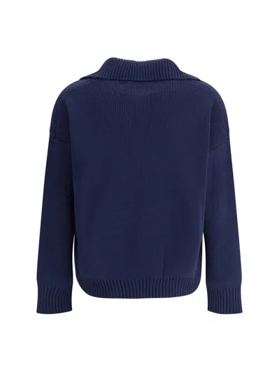 Weekend Max Mara Saloon Knitted Cotton Jumper In Blue