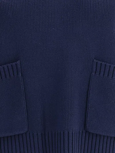 Weekend Max Mara Saloon Knitted Cotton Jumper In Blue
