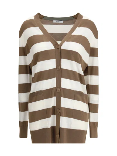 Max Mara Brown Striped Button-fastening Cardigan In Multi