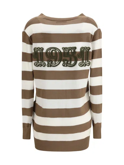 Max Mara Brown Striped Button-fastening Cardigan In Multi