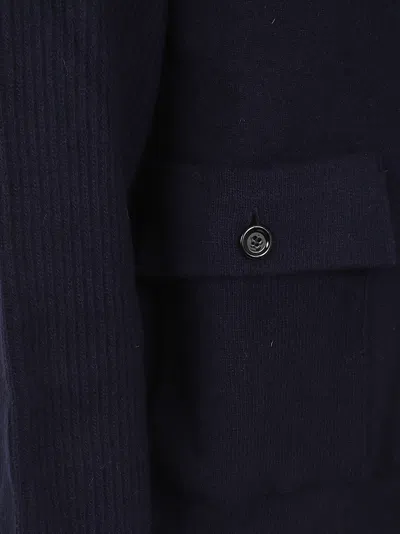 Lardini Plain Knit Jacket With Seven-button Closure In Blue