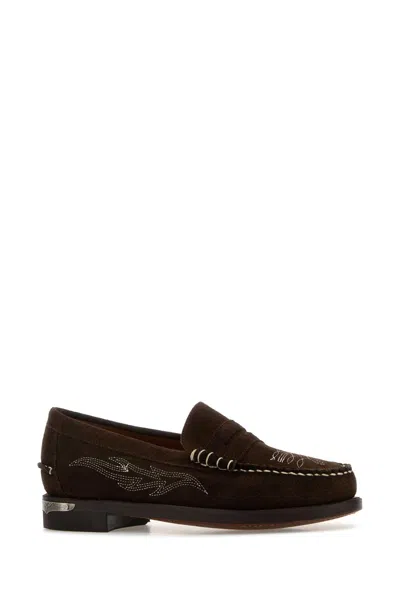 Sebago Dan Dallas Embroidered Penny Loafers In Brown