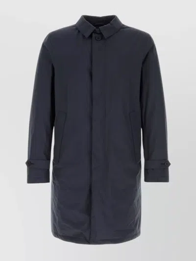 Herno Nylon Trench Coat With Back Vent And Pockets In Black