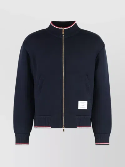 Thom Browne Cotton Zip Hoodie And Pockets In Blue