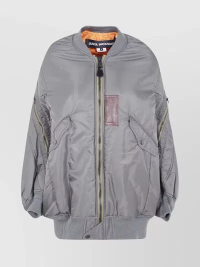 Junya Watanabe Oversized Bomber Jacket Ribbed Cuffs In Gray