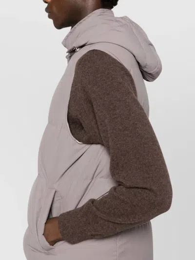 Eleventy Hooded Sleeveless Quilted Jacket Pockets In Purple