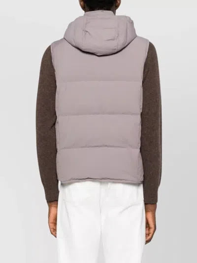 Eleventy Hooded Sleeveless Quilted Jacket Pockets In Purple