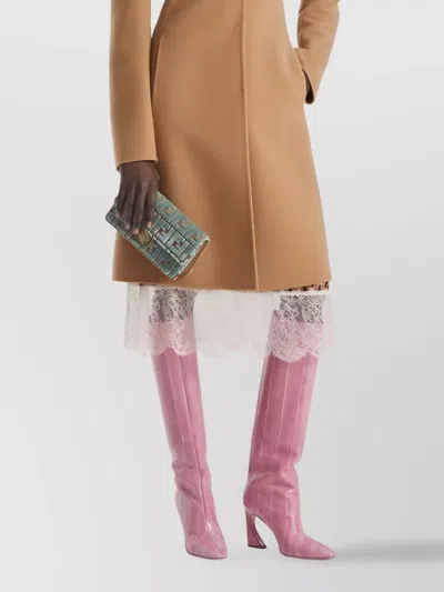 Fendi Wallet On Chain Uette In Ff Jacquard Velvet Bags In Green