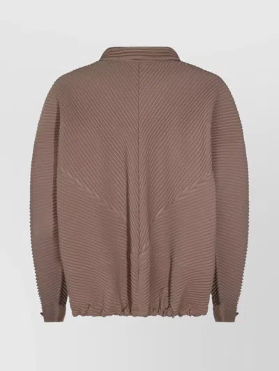 Issey Miyake Textured Fabric Jacket Featuring Front Pockets In Brown