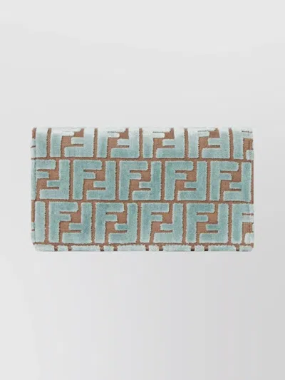 Fendi Wallet On Chain Uette In Ff Jacquard Velvet Bags In Green