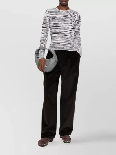 Missoni Striped Lightweight Crew Neck Knit Sweater In White