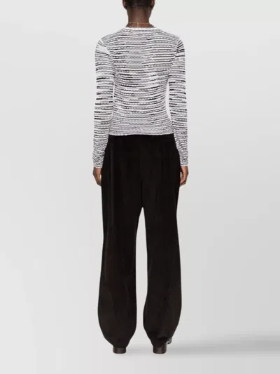 Missoni Striped Lightweight Crew Neck Knit Sweater In White