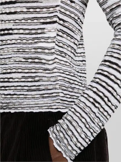 Missoni Striped Lightweight Crew Neck Knit Sweater In White