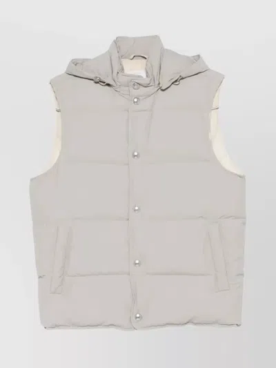 Eleventy Hooded Press-stud Fastening Gilet In Gray