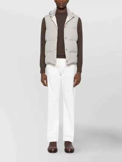 Eleventy Hooded Press-stud Fastening Gilet In Gray