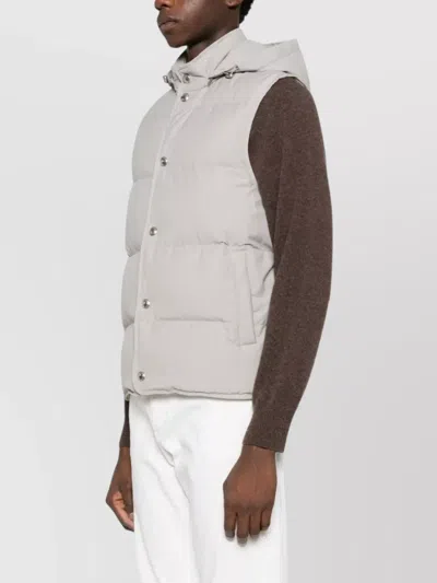 Eleventy Hooded Press-stud Fastening Gilet In Gray