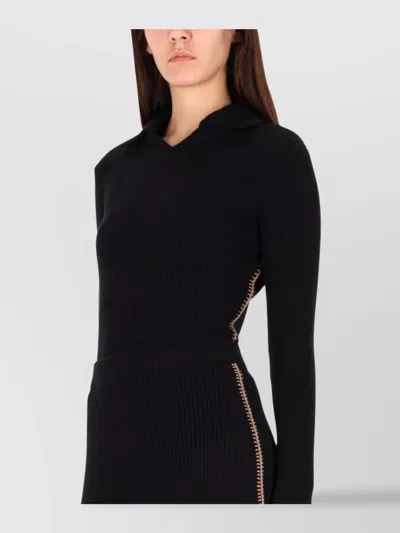 Paul Smith Midi Knitwear With Side Zipper And V Neck In Black