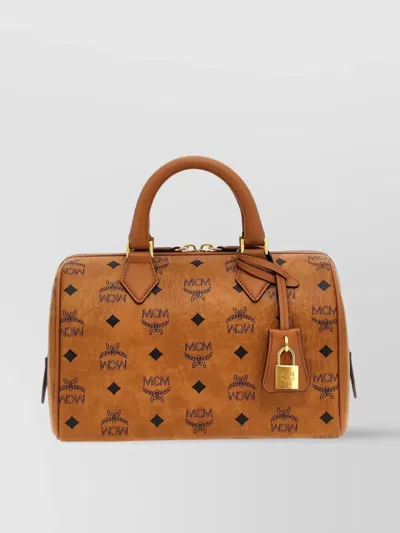 Mcm Shoulder Bag With Adjustable Strap And Top Handle In Brown