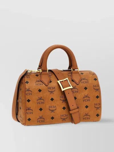 Mcm Shoulder Bag With Adjustable Strap And Top Handle In Brown