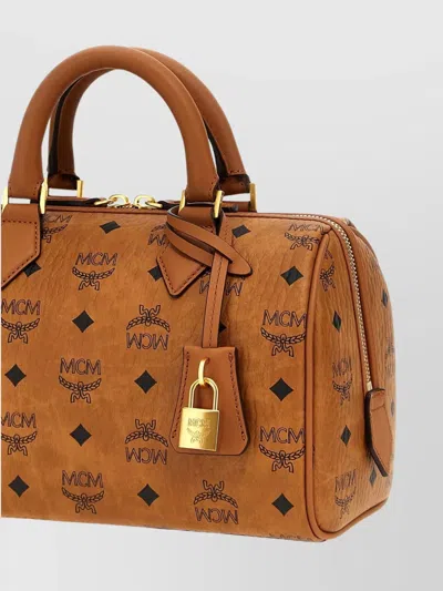 Mcm Shoulder Bag With Adjustable Strap And Top Handle In Brown