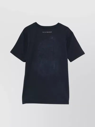 Emporio Armani Rganic Cotton T-shirt With Logo Embroidery In Blue
