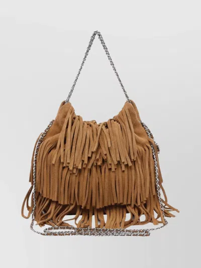 Tory Burch Fleming Small Brown Shoulder Bag With Chain Strap And Fringe Design In Suede Woman In Brown