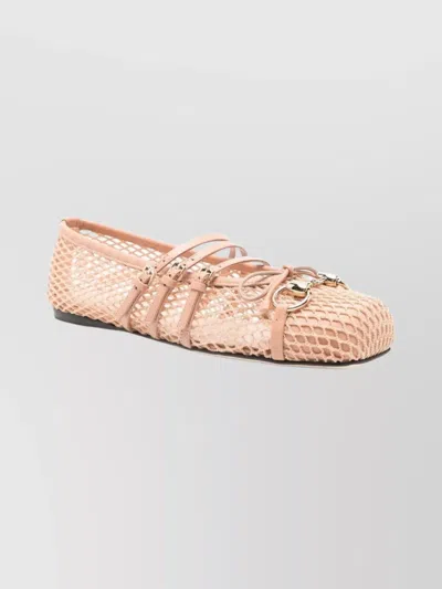 Gucci Strappy Ballerina Shoes Square Toe In Pink