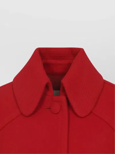 Valentino Wool Coat With Ribbed Collar And Cuffs In Red