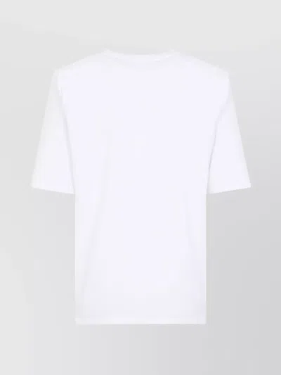 The Frankie Shop Short Sleeve Crew Neck Padded Shoulder Top In White