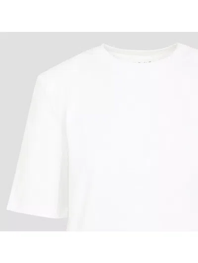 The Frankie Shop Short Sleeve Crew Neck Padded Shoulder Top In White