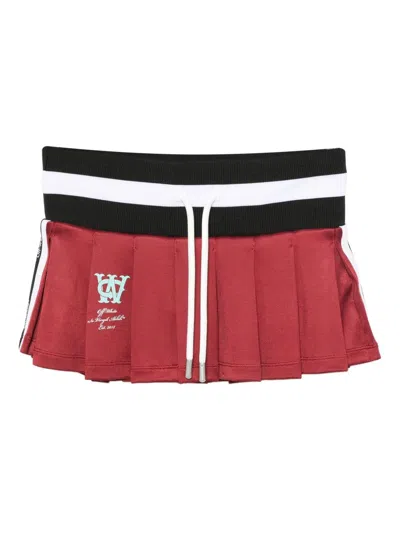 Off-white Pleated Skirt With Drawstring In Red