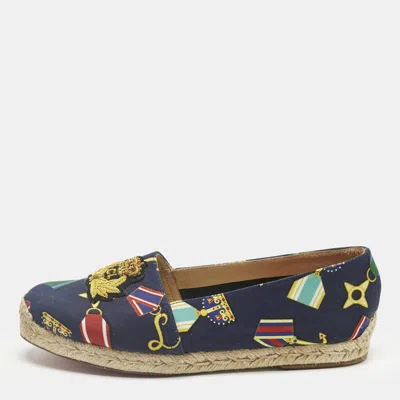 Pre-owned Christian Louboutin Multicolor Canvas Galia Espadrille Flats Size 38