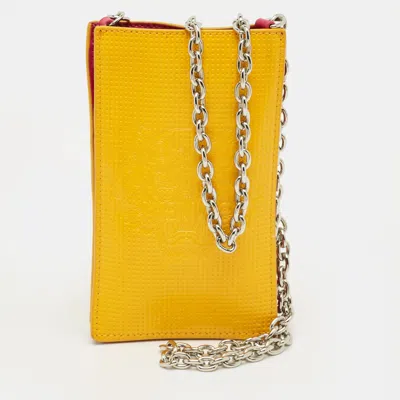 Pre-owned Kenzo Yellow/pink Tiger Embossed Patent Leather Phone Crossbody Bag