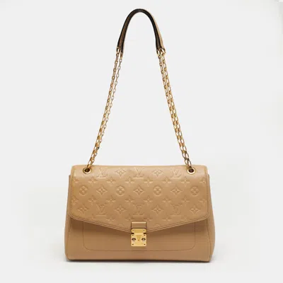 Pre-owned Louis Vuitton Dune Monogram Empreinte Leather St Germain Pm Bag In Sand
