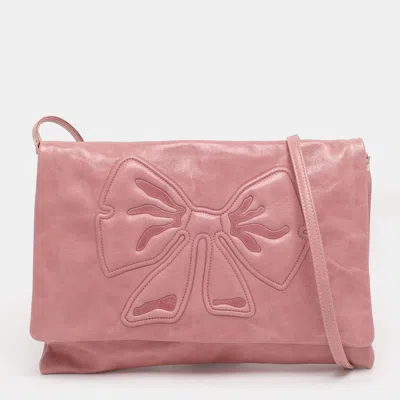 Pre-owned Red Valentino Pink Leather Bow Crossbody Bag