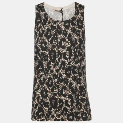 Pre-owned Roberto Cavalli Multicolor Animal Print Wool Blend Sleeveless Tops M
