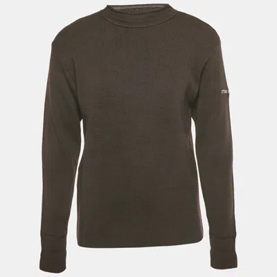 Pre-owned Stone Island Vintage Brown Rib Knit Mock Neck Sweater Xl