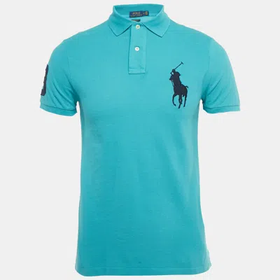 Pre-owned Polo Ralph Lauren Blue Logo Embroidered Cotton Polo T-shirt S