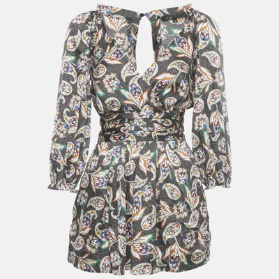 Pre-owned Maje Black Printed Satin Paisley Noir Jumpsuit S