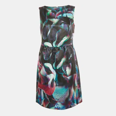 Pre-owned Emporio Armani Multicolor Digital Print Satin Sleeveless Dress M