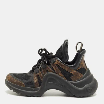 Pre-owned Louis Vuitton Black Mesh And Monogram Canvas Archlight Sneakers Size 39