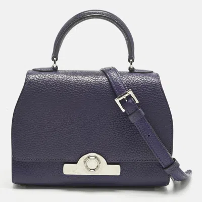 Pre-owned Moynat Purple Leather Mini Réjane Top Handle Bag
