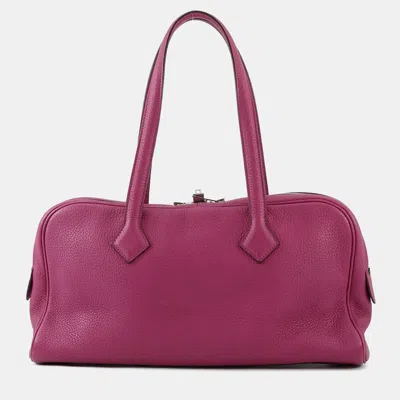 Pre-owned Hermes Victoria Elan Tosca Taurillon Clemence Size 38 In Pink
