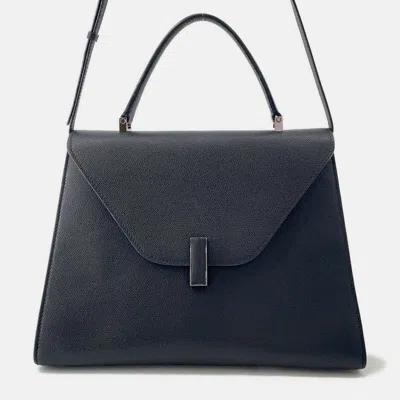 Pre-owned Valextra Iside 2way Shoulder Bag Black Leather Size Large